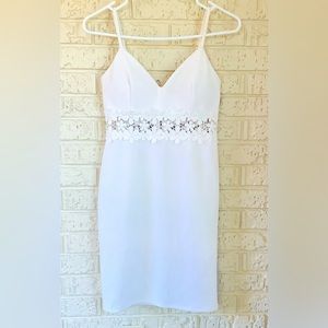 Iris White Dress with Sheer Crochet Flower Waist